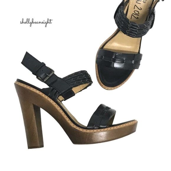 LANVIN Leather WOOD Heels Sandals 40 9 9.5 $1290 - Picture 8 of 12